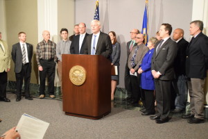 House and Senate DFL Legislators join small business owners at a press conference in St. Paul to support the Next Generation Small Business Act.